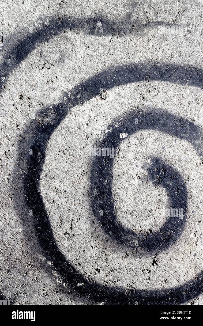 Serpente su una roccia dipinta con vernice spray nera Foto Stock