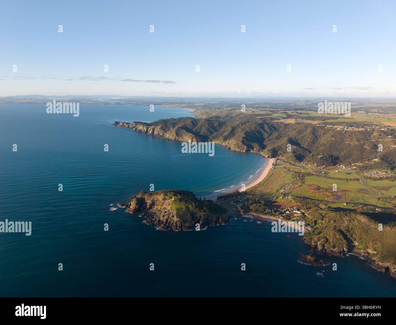 Vista aerea della baia di Matauri a Northland, nuova Zelanda Foto Stock