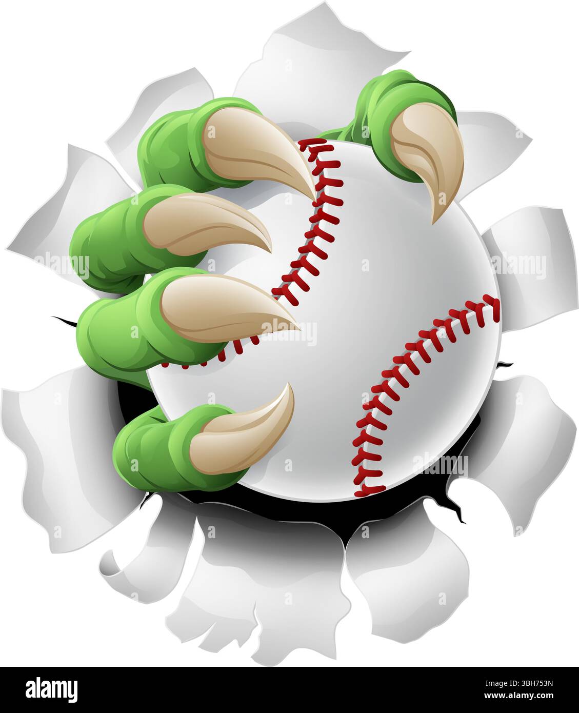 Scarpa da baseball con artiglio da baseball, Monster Animal Hand Illustrazione Vettoriale