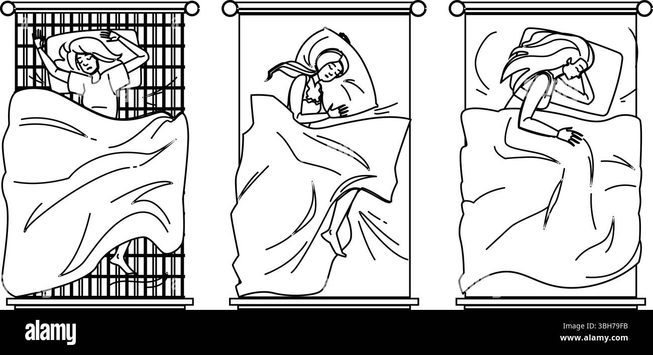 il sonno della donna riposante pone vettore Illustrazione Vettoriale