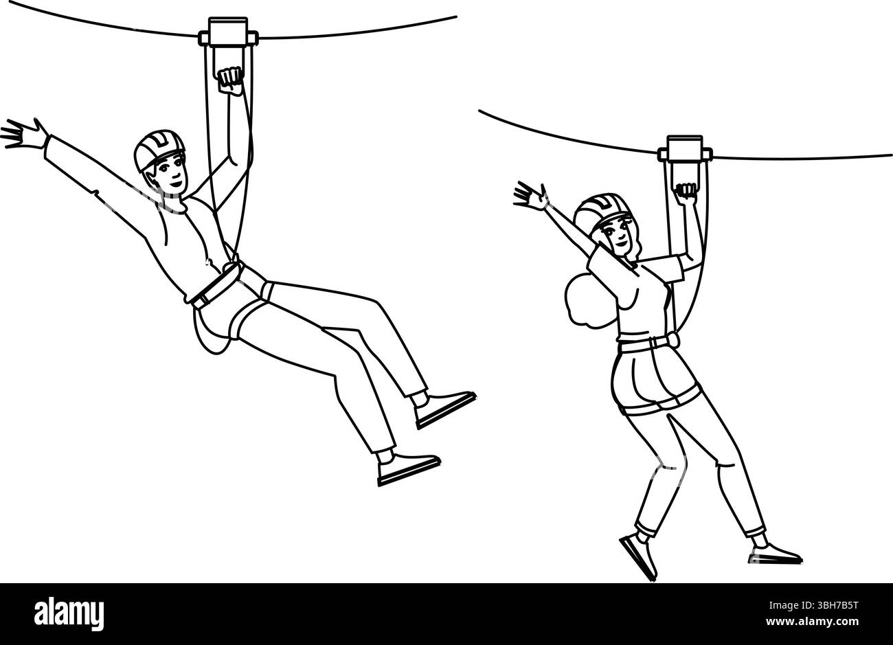 vettore zipline lineare Illustrazione Vettoriale
