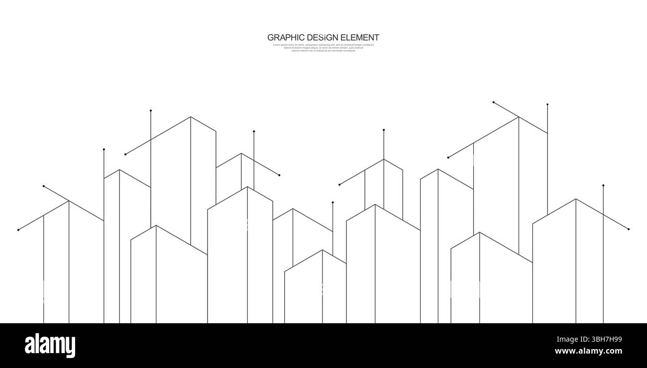 Disegno architettonico con costruzione di edifici. Illustrazione vettoriale creativa dell'architettura moderna. Illustrazione Vettoriale