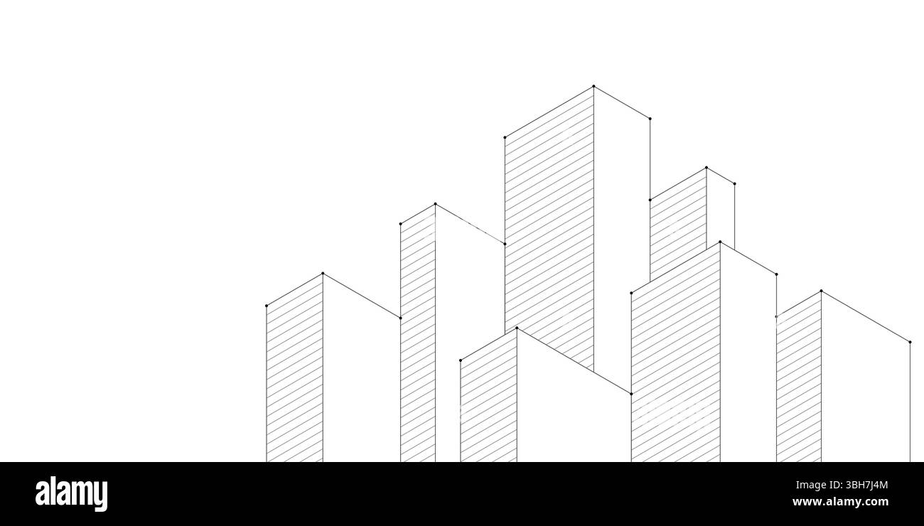Disegno architettonico con costruzione di edifici. Illustrazione vettoriale Illustrazione Vettoriale
