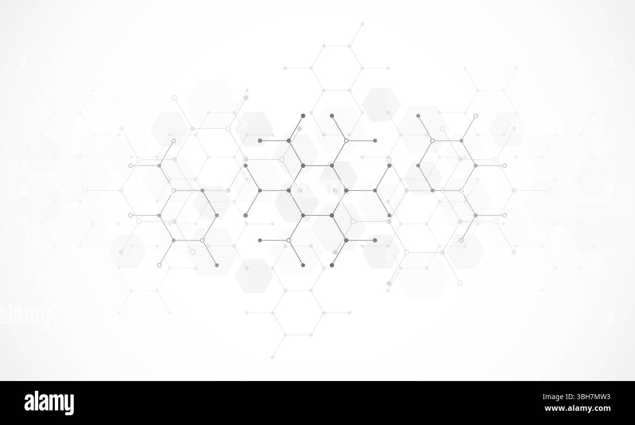 Ingegneria genetica e struttura molecolare, rete esadecimale DNA, scienza chimica e biotecnologia concetto, innovazione tecnologia, sanità e Illustrazione Vettoriale