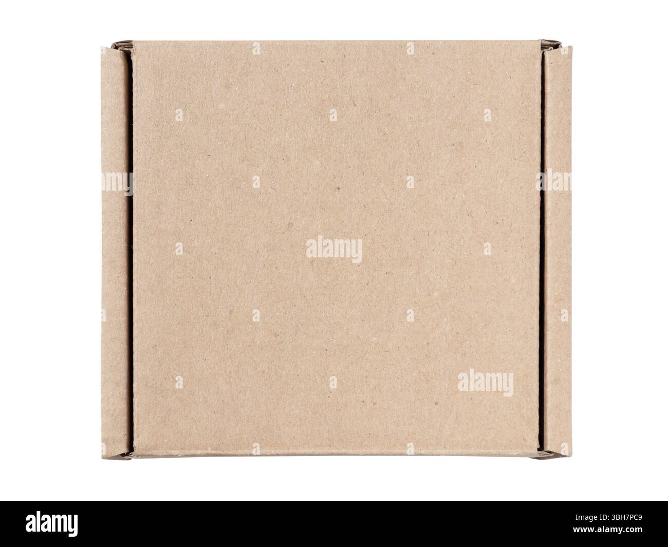 Box con patta in cartone marrone rettangolare chiuso isolato su sfondo bianco, ideale per mostrare il tuo progetto Foto Stock