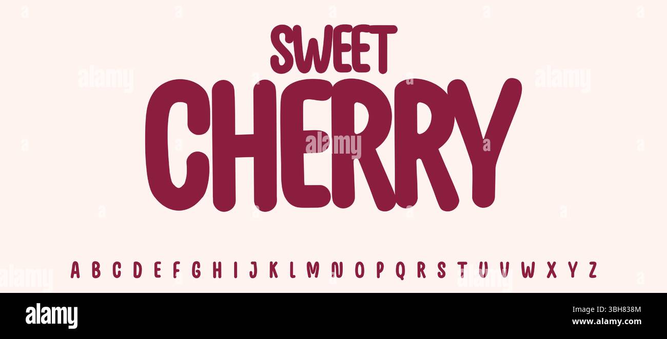 Scritta di frutta estiva, alfabeto colorato gioioso cartoni animati, font giocoso arrotondato per un titolo di prodotto fresco per bambini brillante, logo amichevole. Puericultura Illustrazione Vettoriale