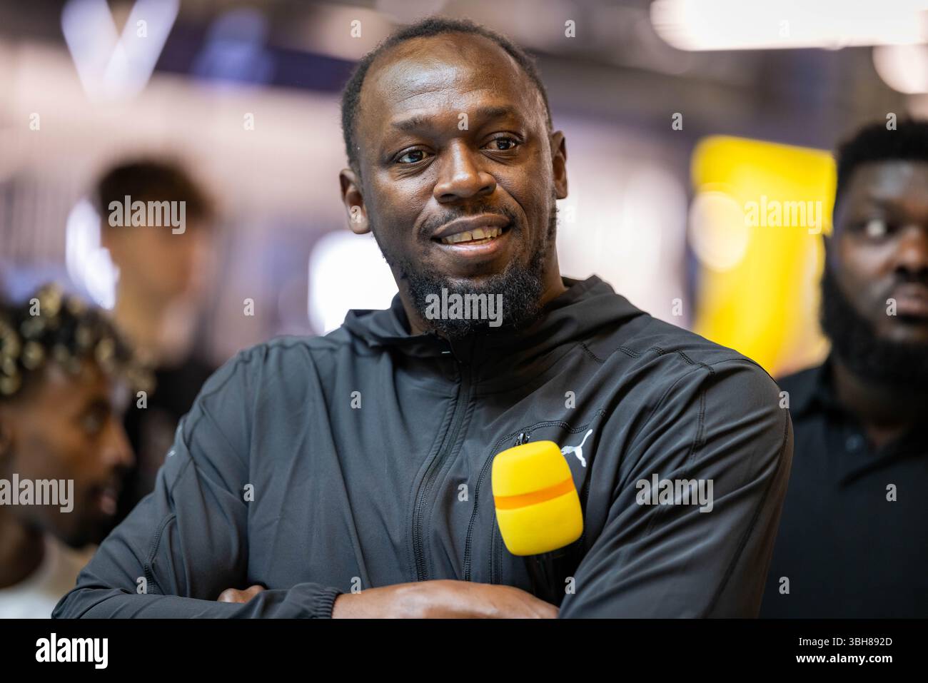 Usain Bolt - JD Sports apre al Trafford Centre di Manchester. Foto Stock