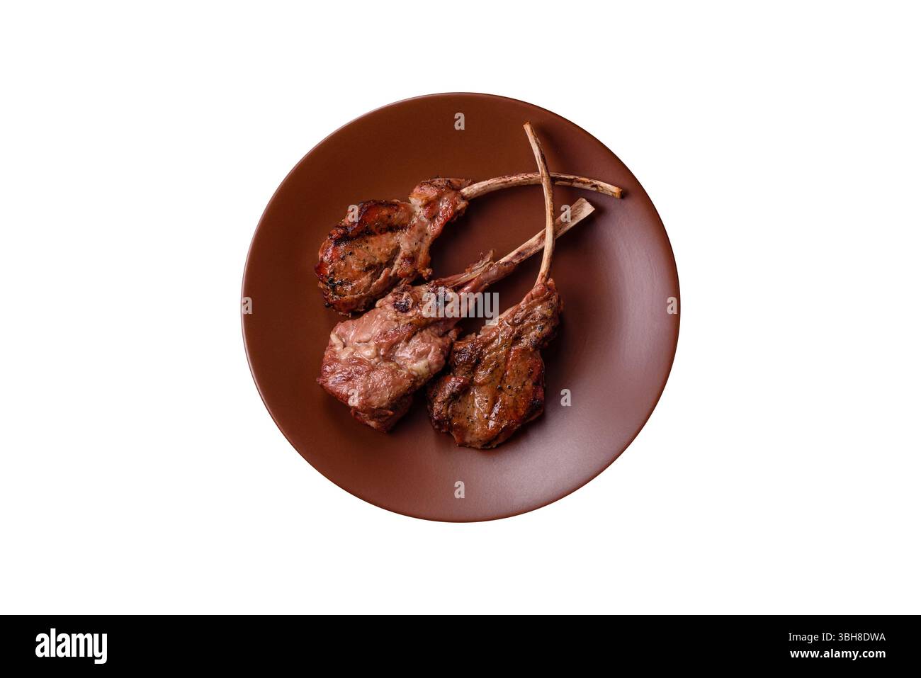 Carne, griglia di vitello grigliata, costolette o bistecche. Piatto di carne, cibo alla griglia Foto Stock