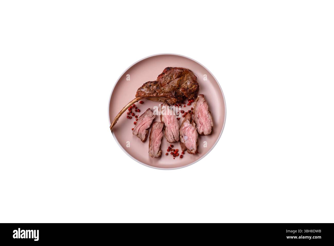 Carne, griglia di vitello grigliata, costolette o bistecche. Piatto di carne, cibo alla griglia Foto Stock