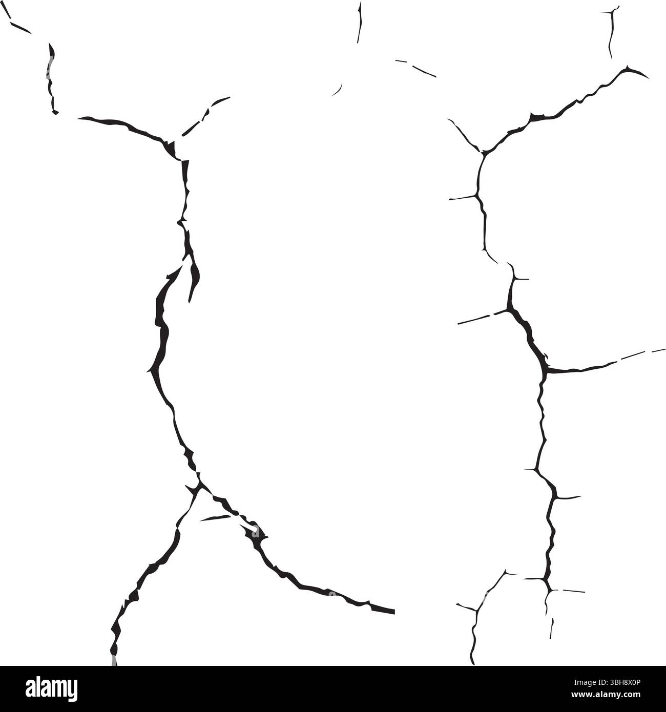 Crack e linea spezzata neri su sfondo bianco Illustrazione Vettoriale