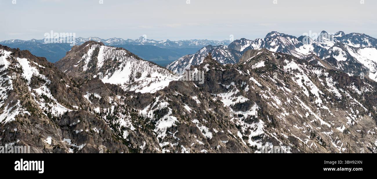 Primo piano dei monti Sawtooth in Idaho Foto Stock