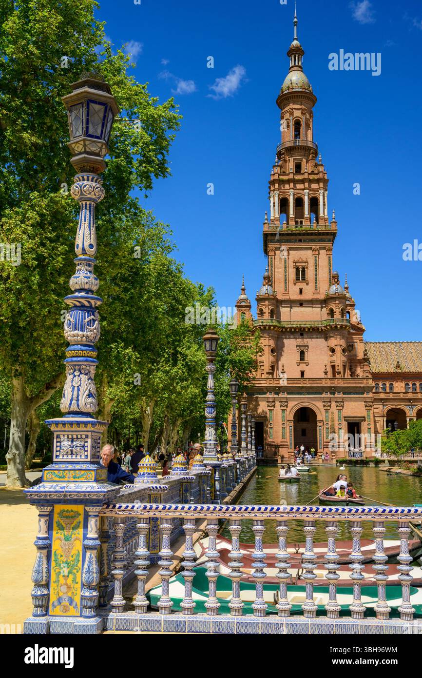 Plaza de España, Siviglia, Andalusia, Spagna Foto Stock