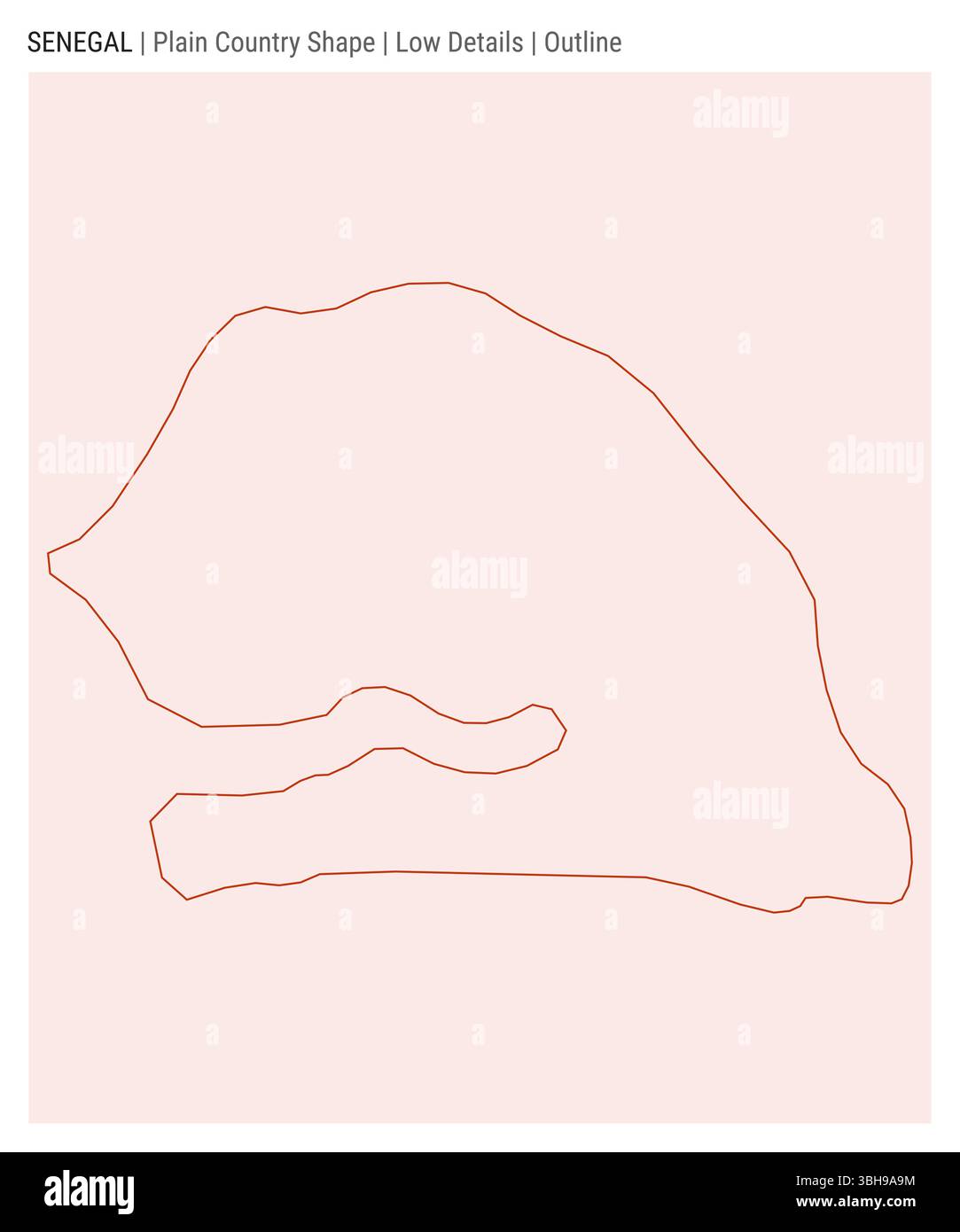 Mappa del paese della pianura del Senegal. Dettagli bassi. Stile contorno. Forma del Senegal. Illustrazione vettoriale. Illustrazione Vettoriale
