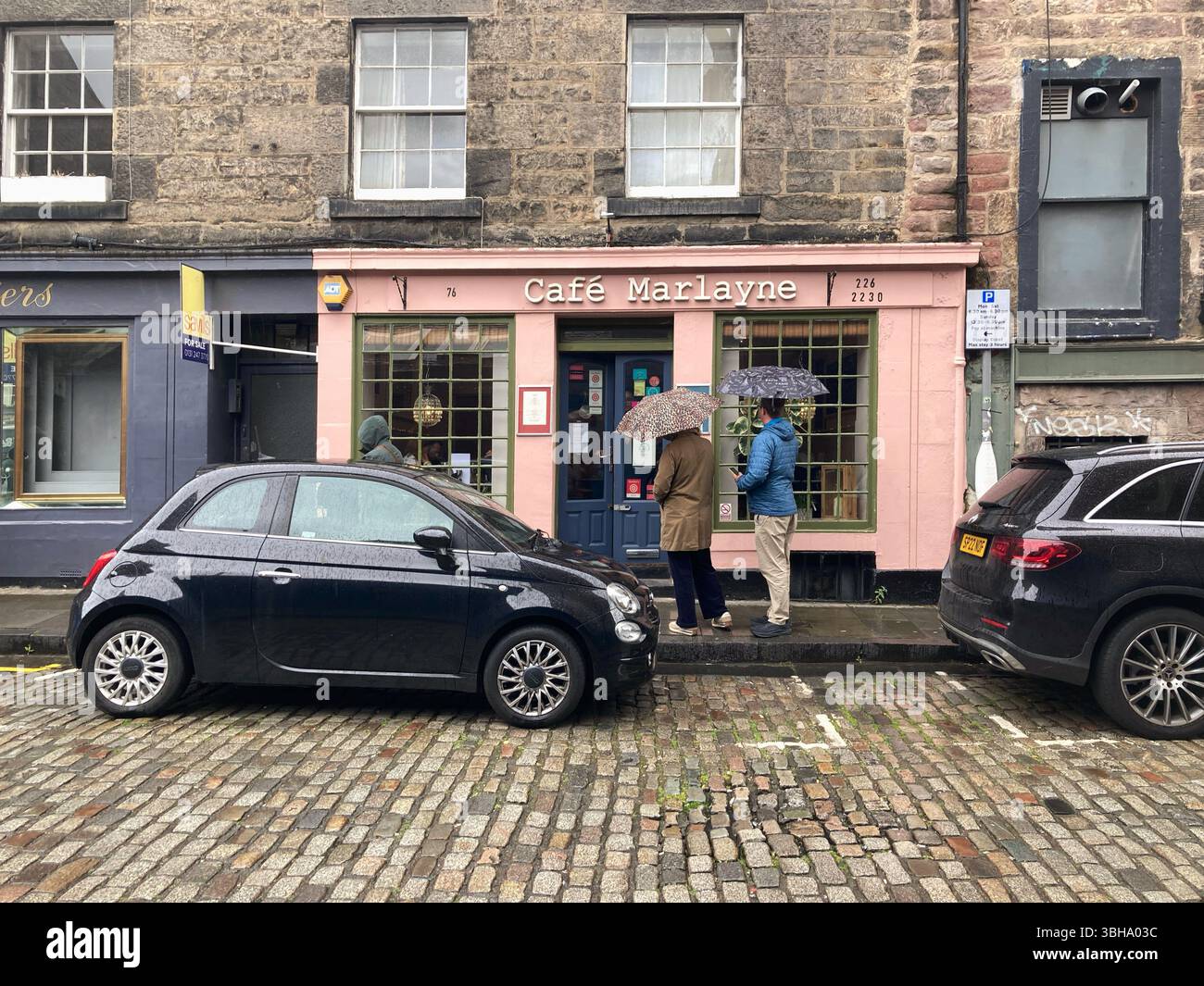Cafe Marlayne, ristorante bistrot, Thistle Street, Edimburgo, Scozia - Immagine stock catturata con smartphone