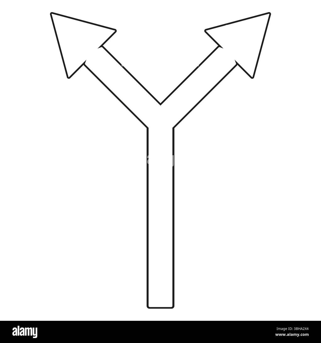 Icona a due vie. Simbolo percorso biforcato. Direzione della freccia di divisione. Illustrazione vettoriale. Illustrazione Vettoriale