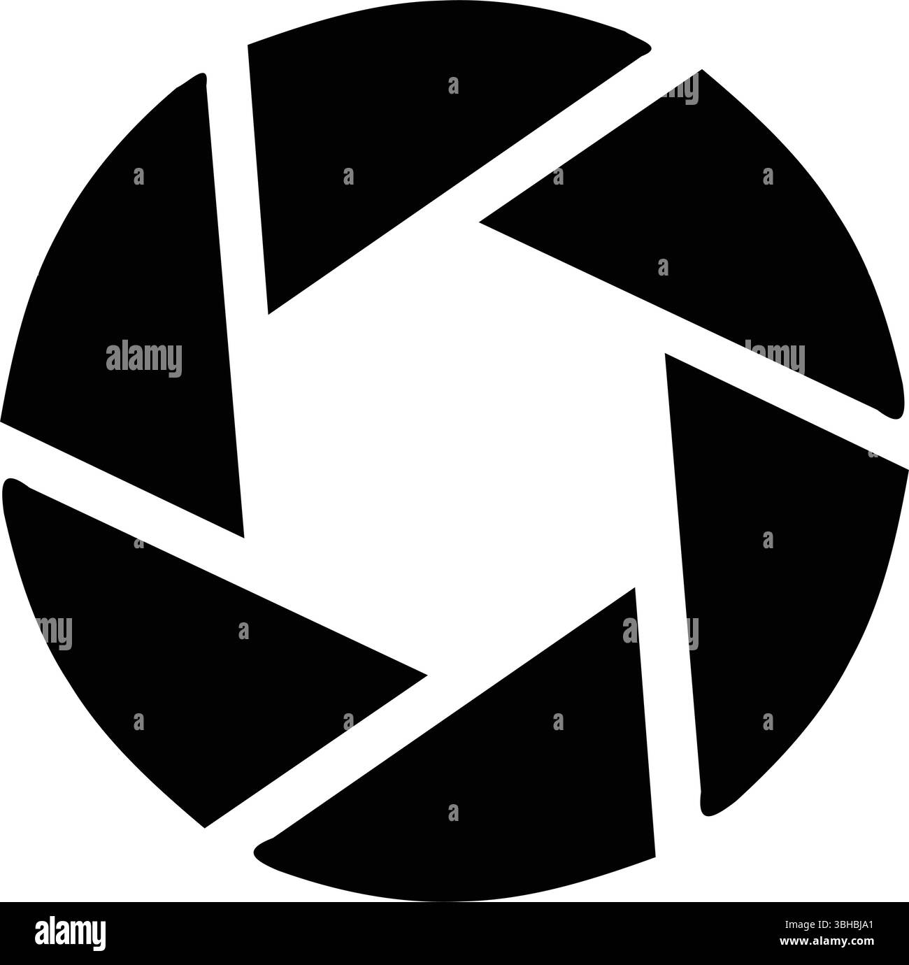 Icona apertura fotocamera: Simbolo fotografico circolare nero Illustrazione Vettoriale