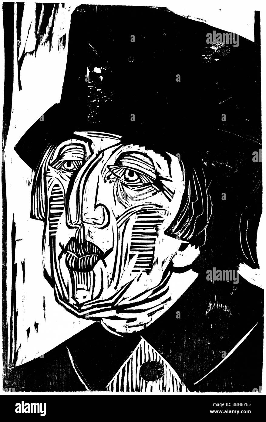 Annette Kolb 1926 di Ernst Ludwig Kirchner Expressionist Portrait Woodcut Public Domain High Resolution German Modern Art Print Foto Stock