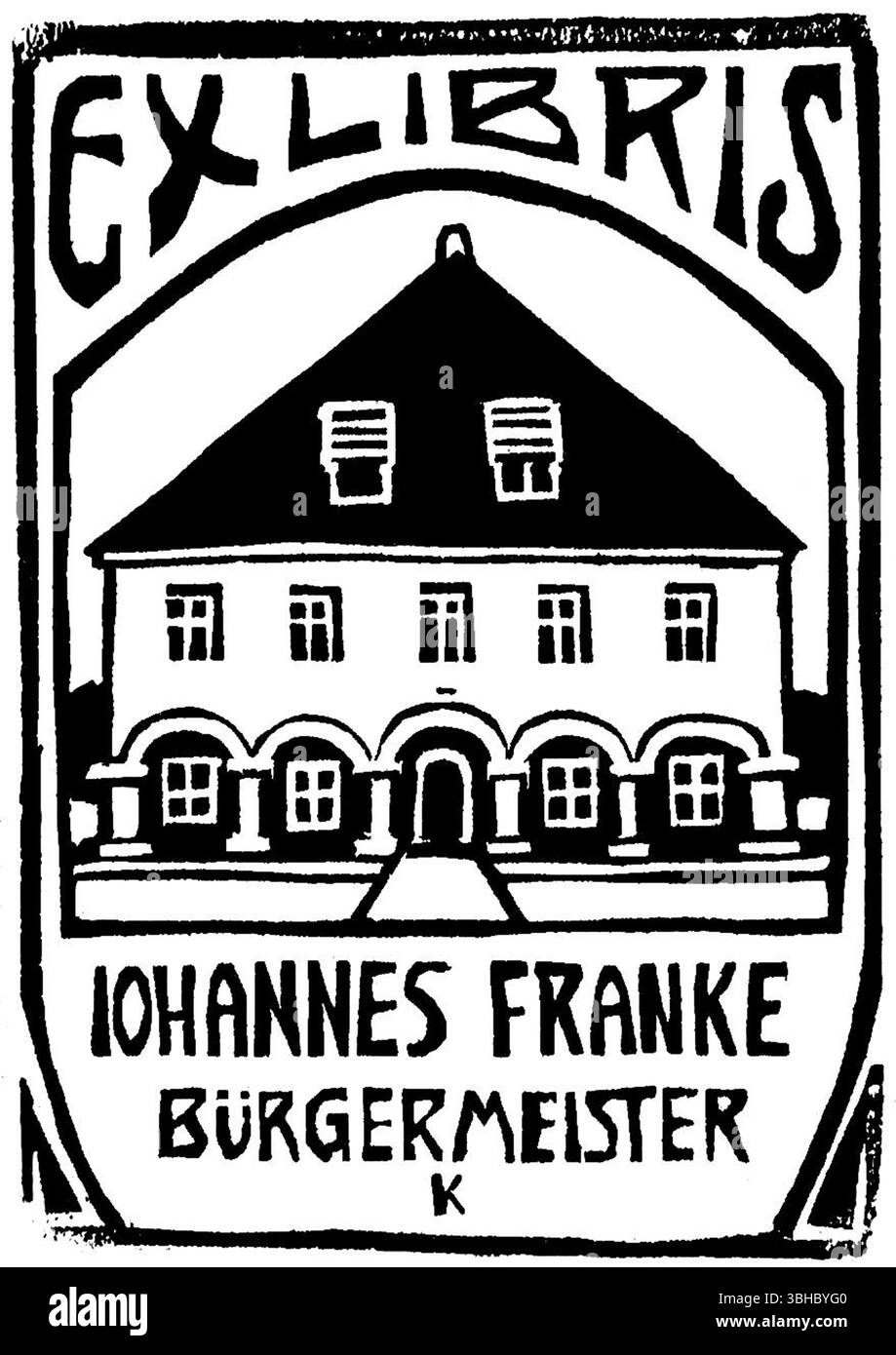 Ex Libris Johannes Franke di Ernst Ludwig Kirchner - Libreria espressionista tedesca - Public Domain Woodcut - Stampa ad alta risoluzione Foto Stock