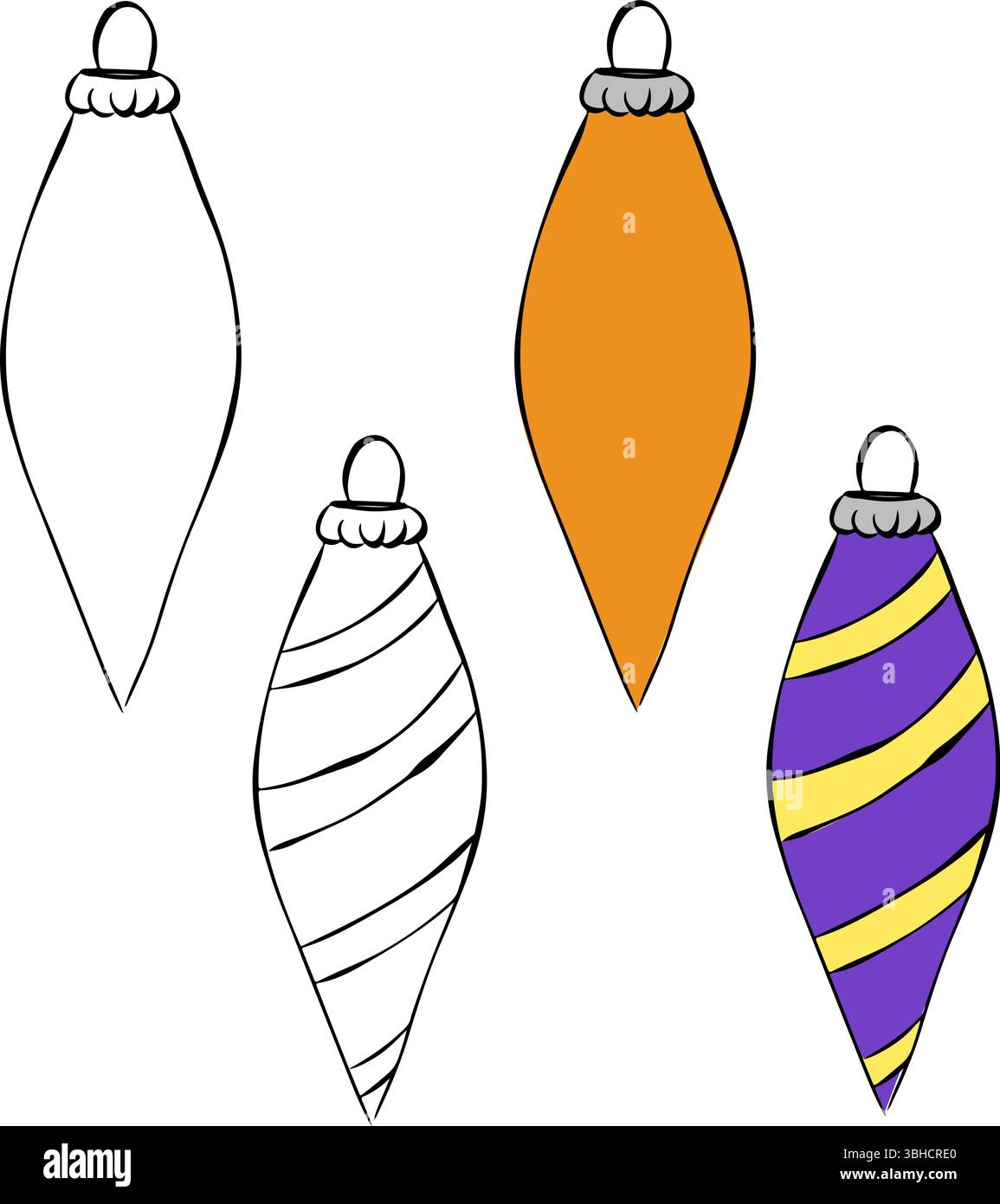 Albero di Natale giocattolo isolato su sfondo trasparente. Illustrazione dell'inchiostro con linee grafiche vettoriali. Striscioni, poster, carta da imballaggio, adesivo, stampa, moderna Illustrazione Vettoriale