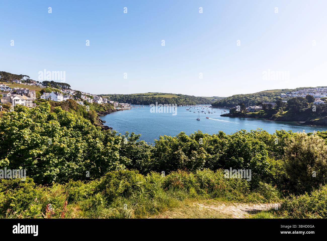 Polruan, Fowey, Cornovaglia, Regno Unito, Inghilterra, porto di Polruan, porto, Polruan UK, Cornovaglia di Polruan, porto di Polruan, villaggio Polruano, estuario di Fowey Foto Stock