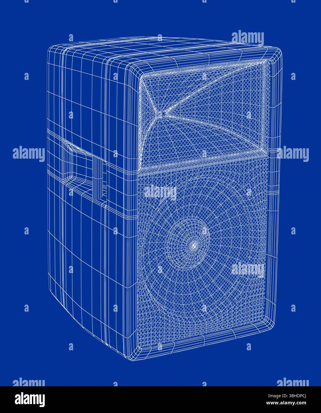 modello 3d con struttura in filo di un potente altoparlante da palcoscenico Foto Stock