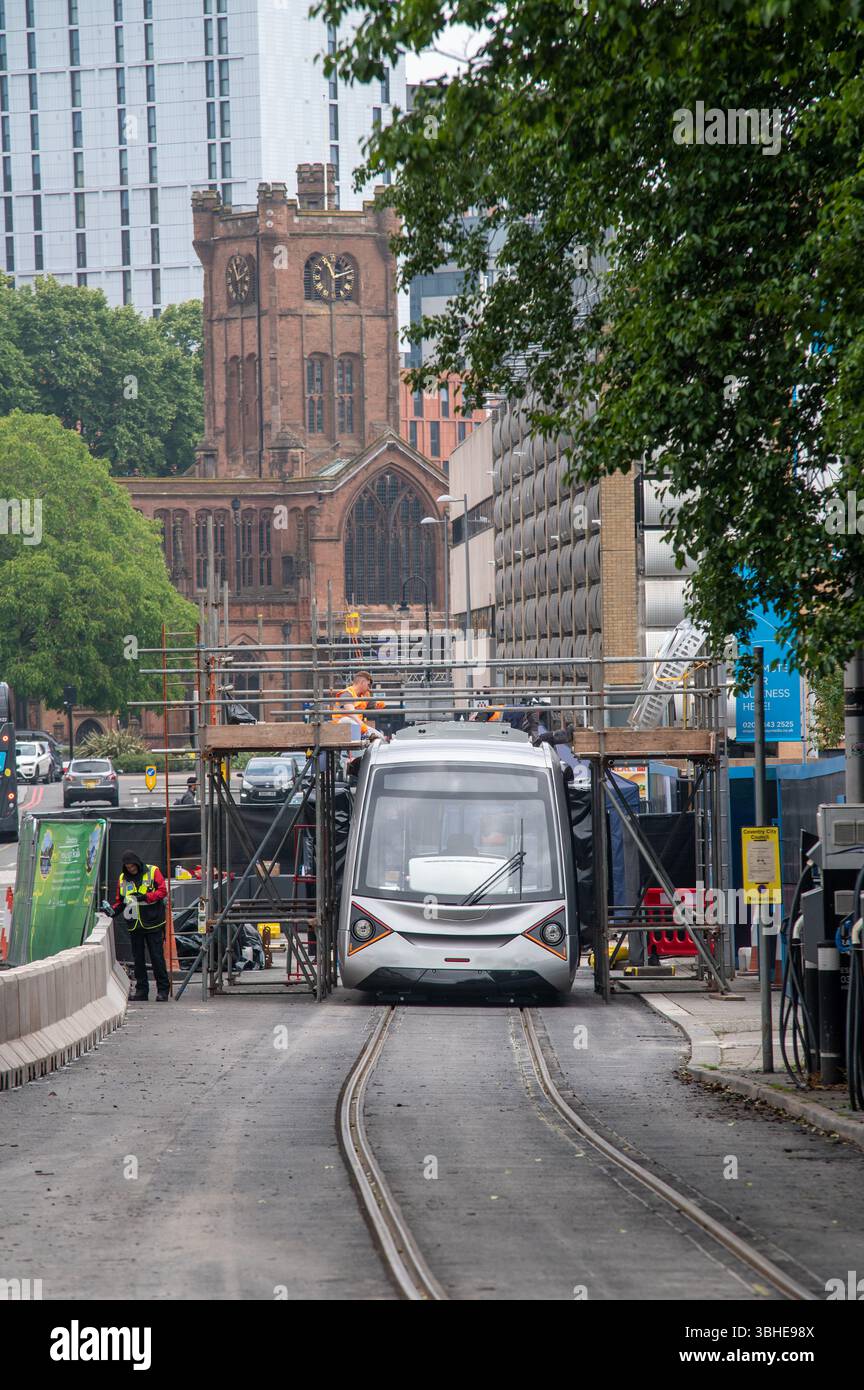 Tram VLR (Very Light Rail) su una pista di prova a Coventry Foto Stock