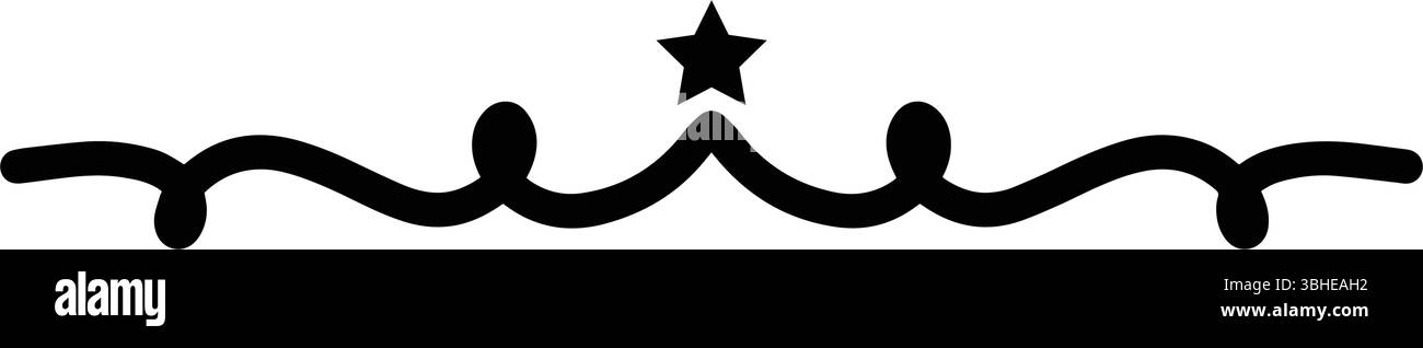 Illustrazione vettoriale dell'icona a forma di stella riccia disegnata a mano, elemento di design del pennello a forma di oscillazione, illustrazione del tratto di scoiattolo a vortice a forma di Swoosh Illustrazione Vettoriale