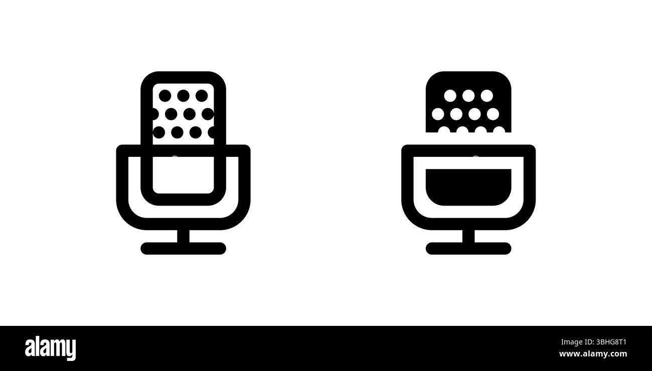 Un'icona del microfono a condensatore, ideale per rappresentare audio di alta qualità, sessioni in studio e progetti audio creativi. Illustrazione Vettoriale