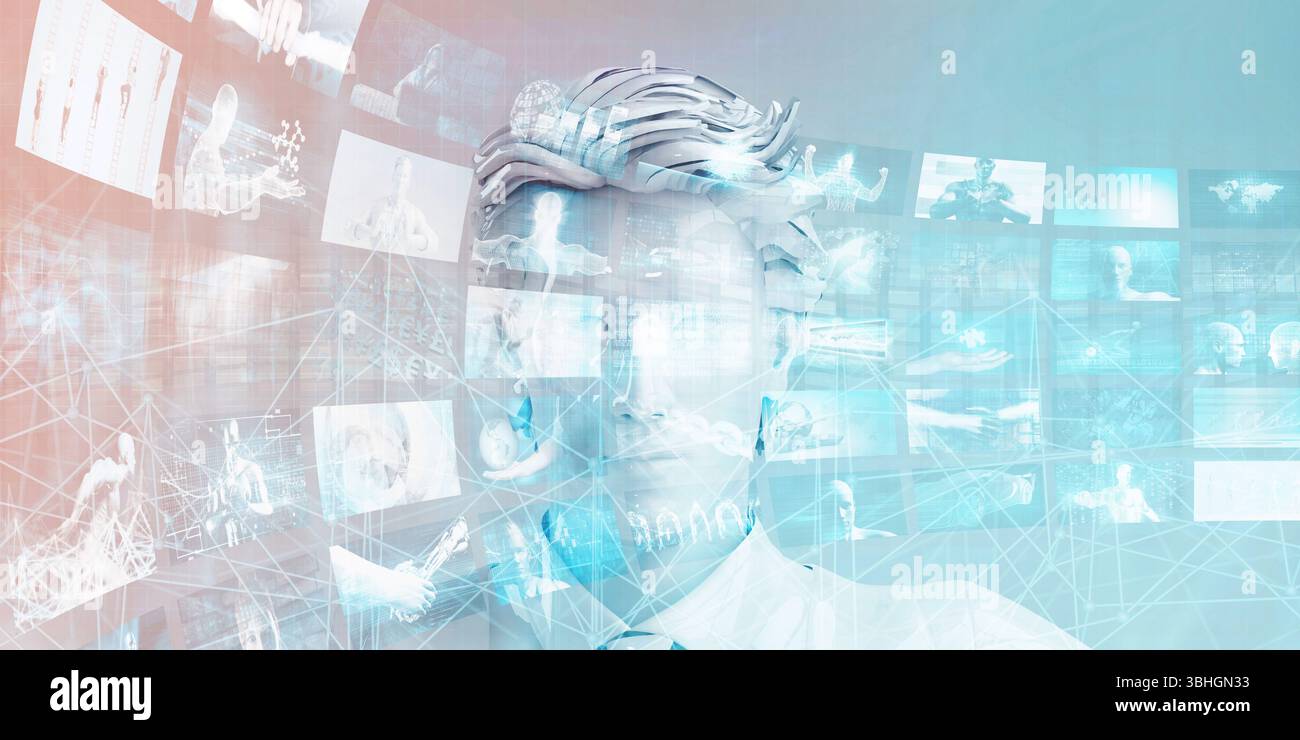 Digital Multimedia Content Delivery Online come Arte Foto Stock