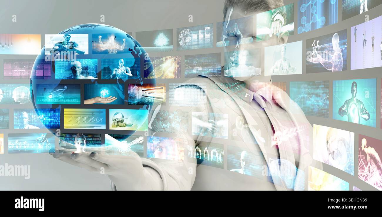 Canali di commercializzazione e di piattaforma incrociata di media digitali Foto Stock