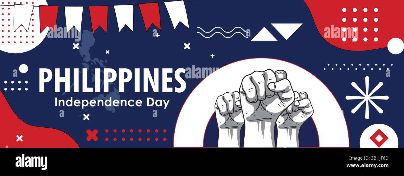 Banner del giorno dell'indipendenza delle Filippine - Design dinamico per la celebrazione della libertà Illustrazione Vettoriale