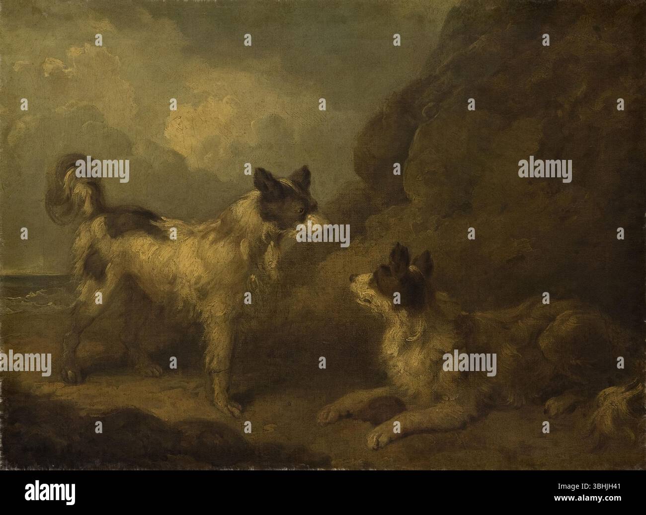 Due Terrier, cani c. 1790-1791 George Morland (inglese, 1763–1804) Foto Stock