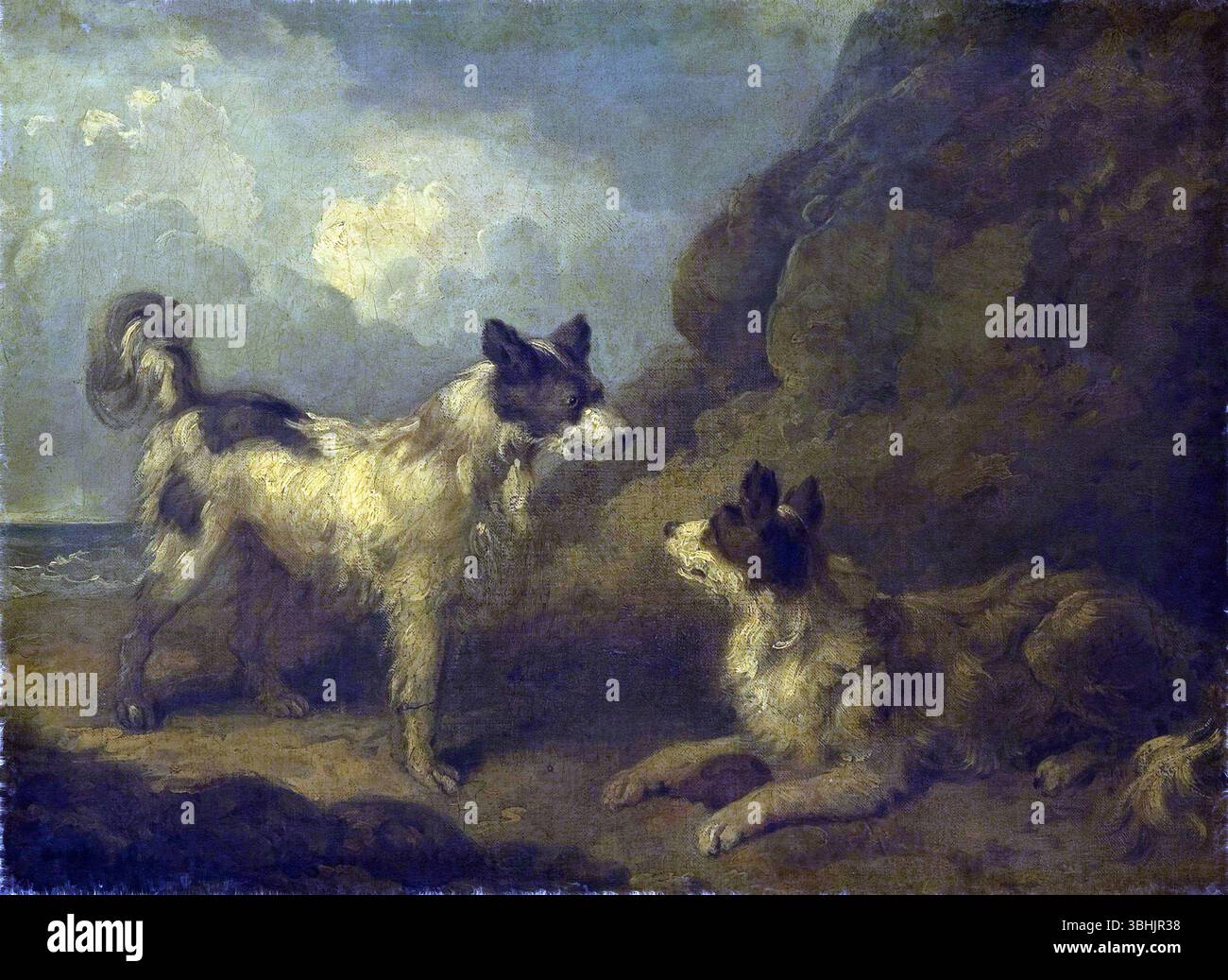 Due Terrier, cani c. 1790-1791 George Morland (inglese, 1763–1804) Foto Stock