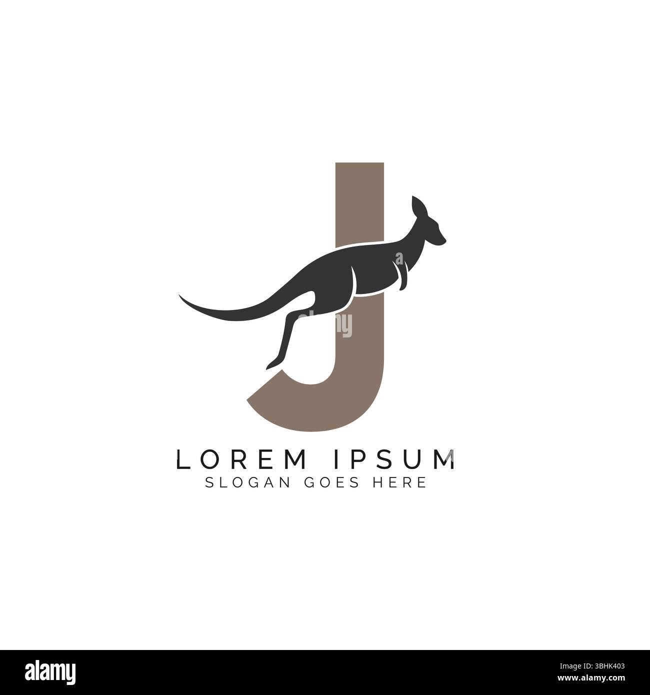 Logo Letter J con design Kangaroo. Alfabeto J con grande combinazione di simbolo di Kangaroo Illustrazione Vettoriale