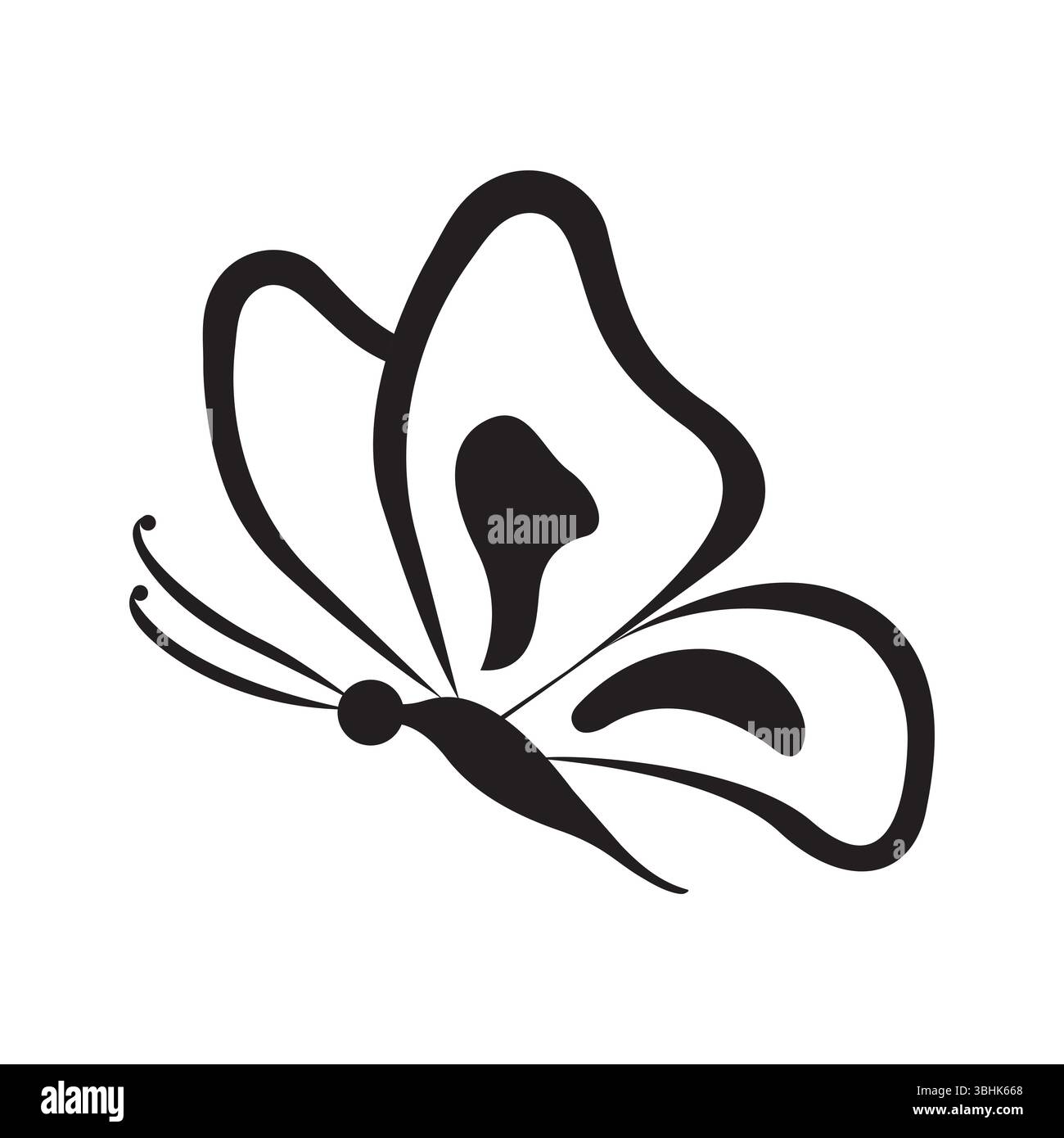 Elegante silhouette a farfalla nera e rosa: Moderno design artistico degli insetti Illustrazione Vettoriale