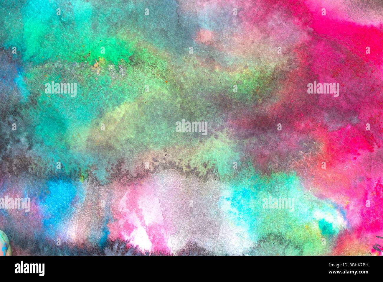 Abstrac Watercolor Vibrant Rainbow Paint si fonde insieme in uno sfondo a forma di nuvola Foto Stock