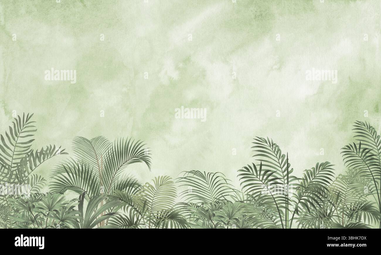 Sfumatura verde tropicale trama sfondo: Stampa floreale morbida Foto Stock