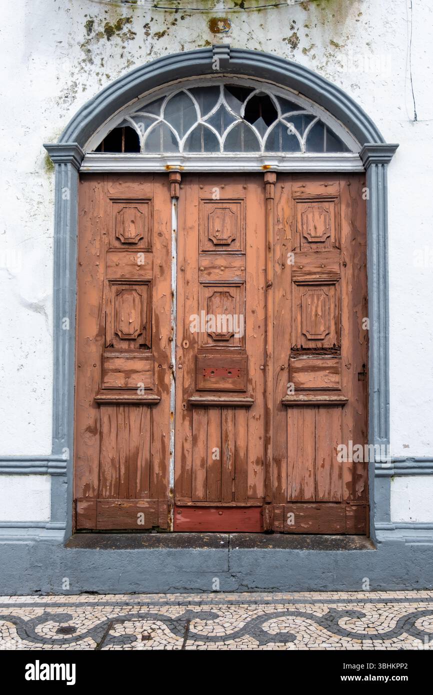 Tripla porta marrone in Europa | architettura storica europea Foto Stock