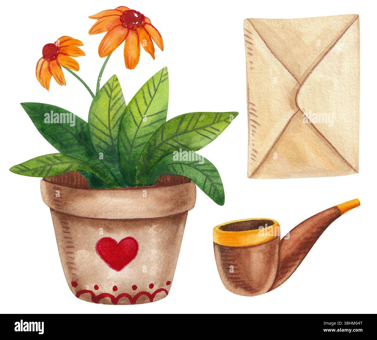 Collezione natalizia di elementi ad acquerello dipinti a mano con simboli britannici. Big Ben, cartello Abbey Road, autobus a due piani, telefono Foto Stock