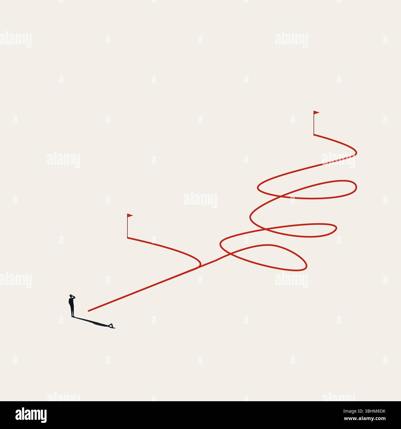 Decisione aziendale tra concetto vettoriale semplice e rigido. Simbolo della scelta, del percorso, della strategia. Illustrazione eps10 dal design minimalista. Illustrazione Vettoriale