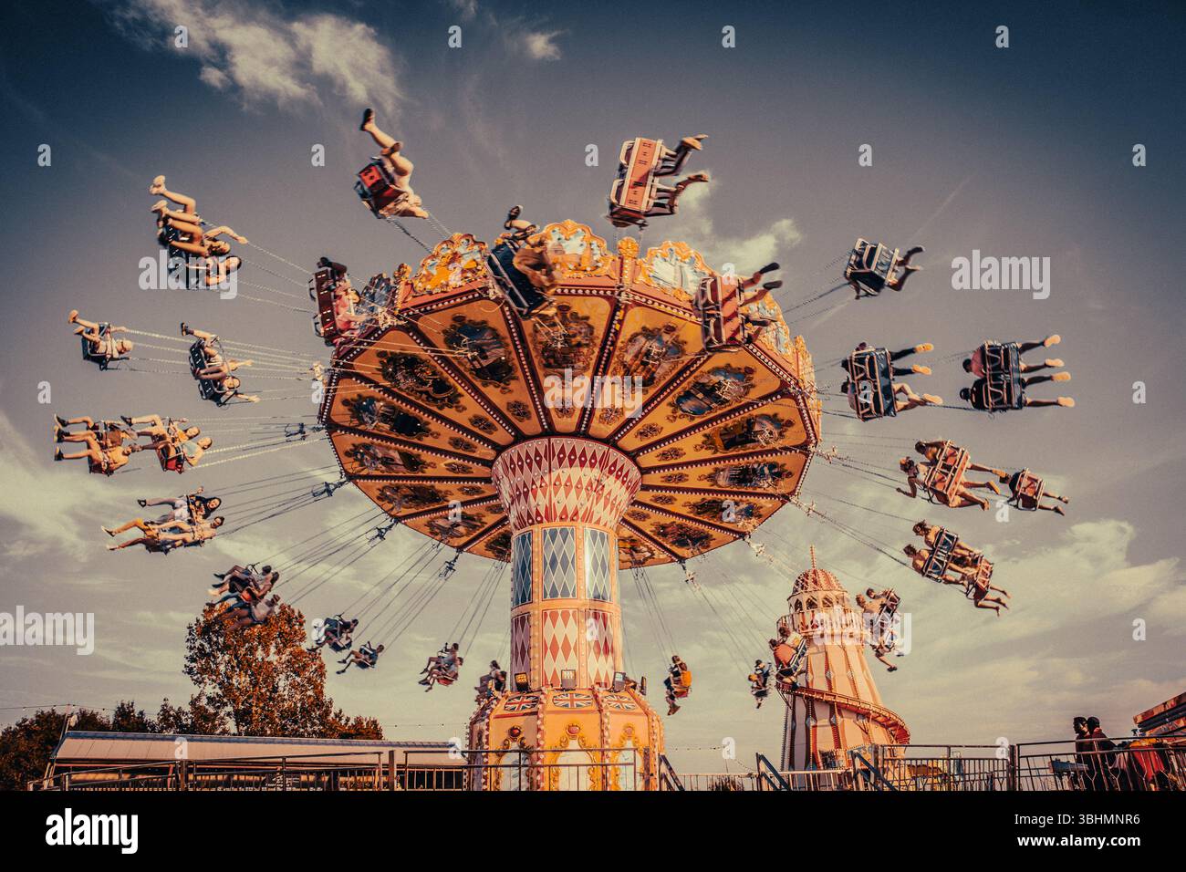 Giro in giostra Swing Carousel Vintage Amusement Ride. Foto Stock