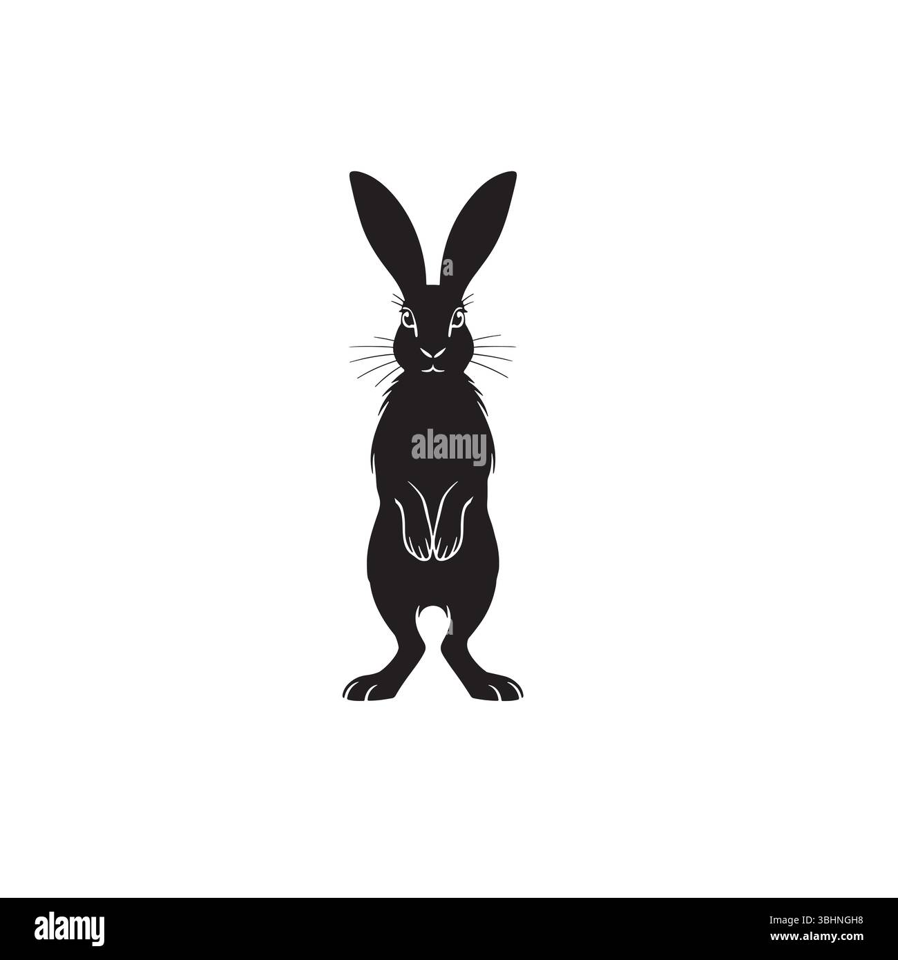 Vettori di silhouette di coniglio o lepre con posa deferente Illustrazione Vettoriale