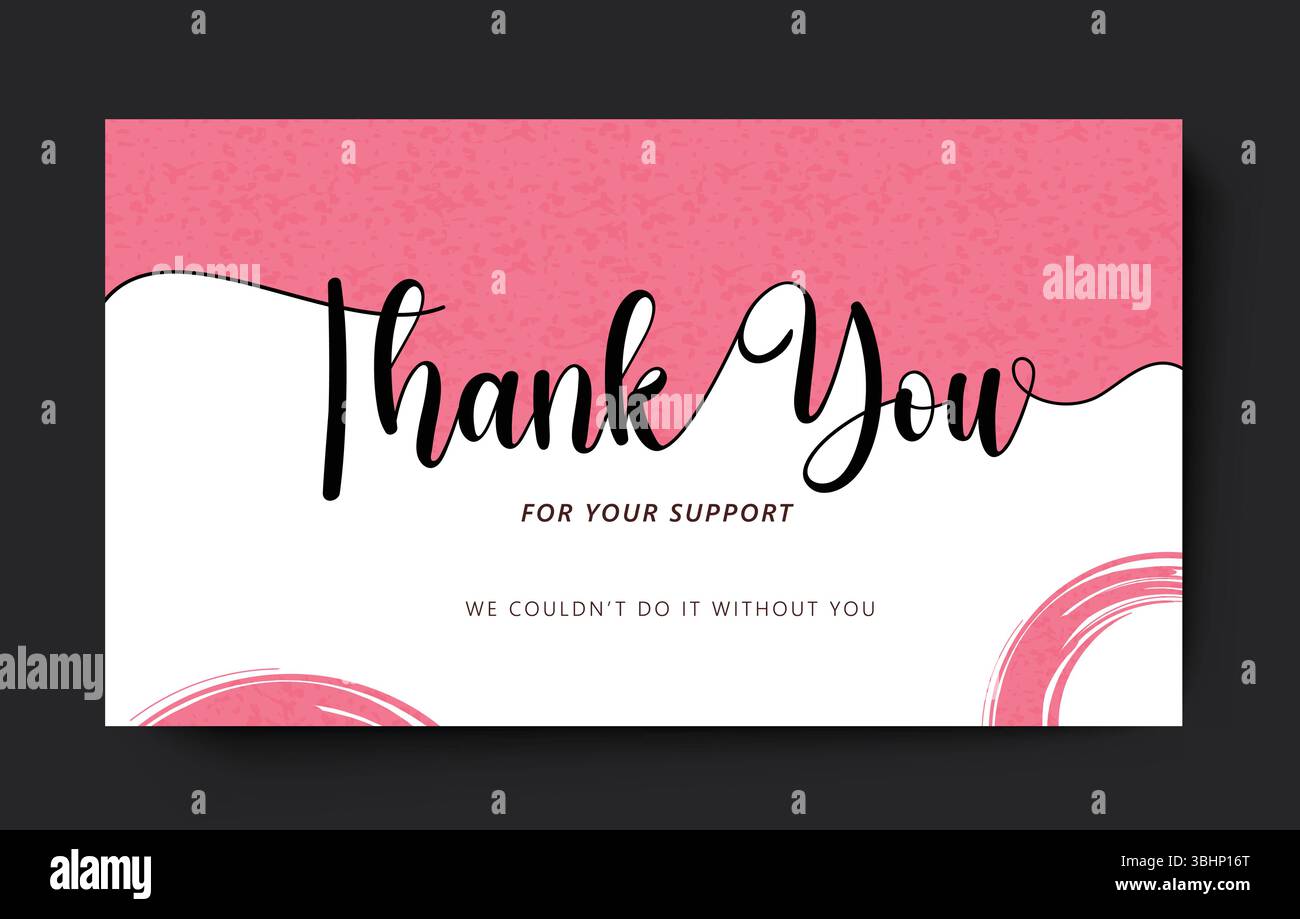 Grazie per l'apprezzamento, testo della scheda clipart. Grazie per il vostro supporto calligrafia in sfondo astratto rosa clip art per il saluto e il ringraziamento Illustrazione Vettoriale