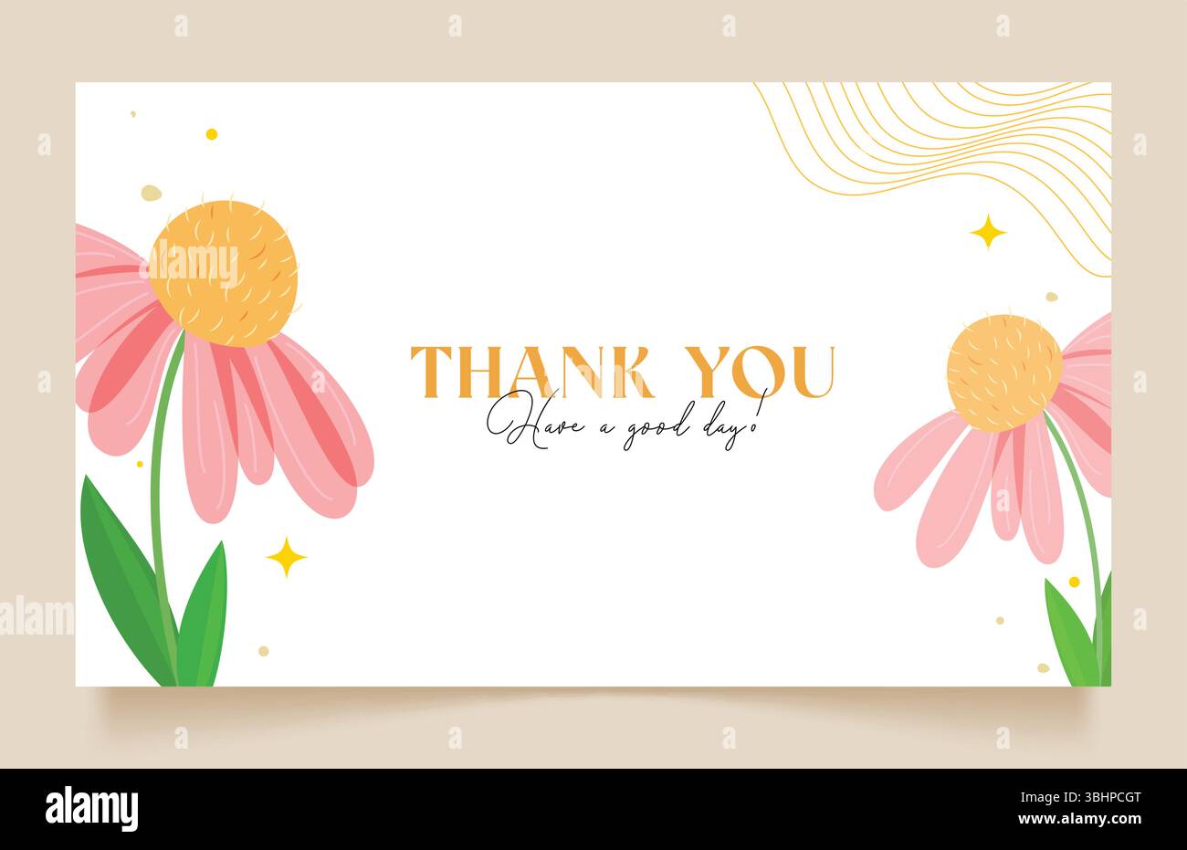 Modello clipart della scheda di ringraziamento. Grazie saluto testo clip art con decorazione fiori disegno acquerello per messaggio di ringraziamento Illustrazione Vettoriale