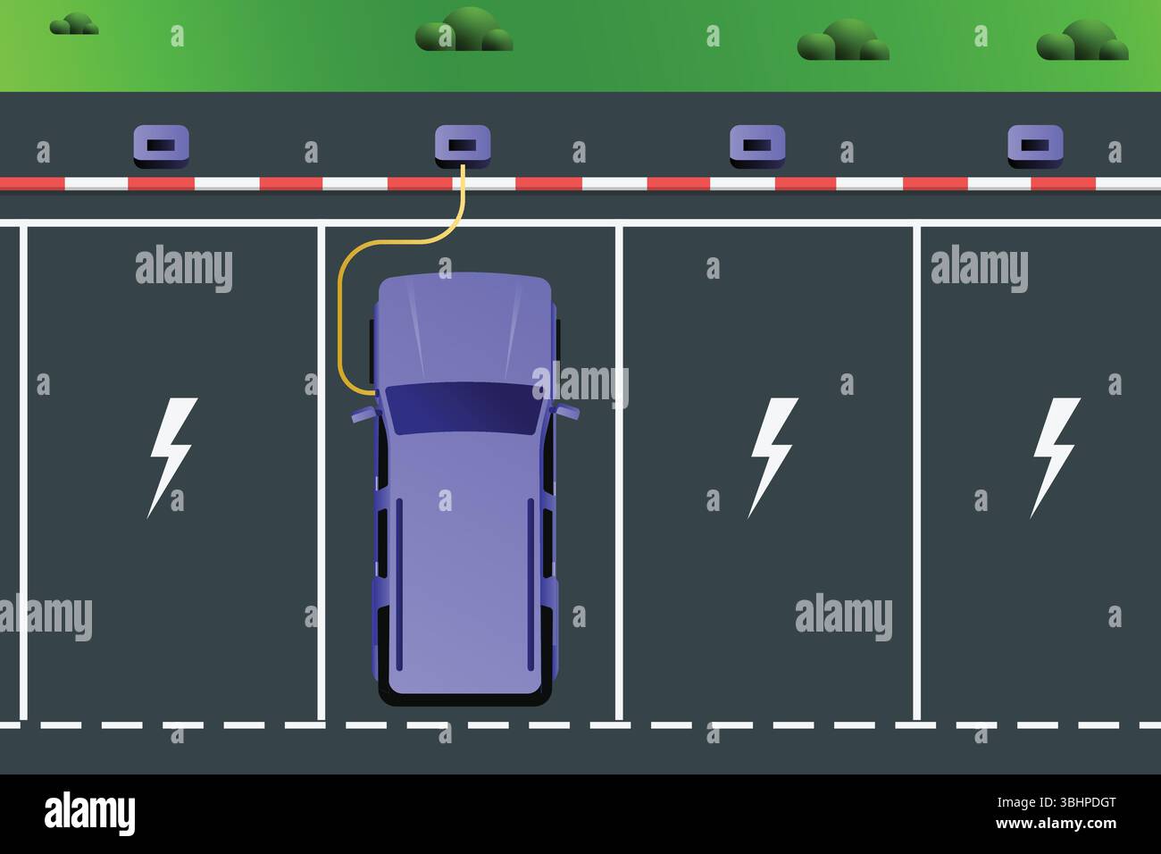 Illustrazione vettoriale del parcheggio per disabili – progettazione 2D con simbolo sedia a rotelle per accessibilità e pianificazione urbana Illustrazione Vettoriale