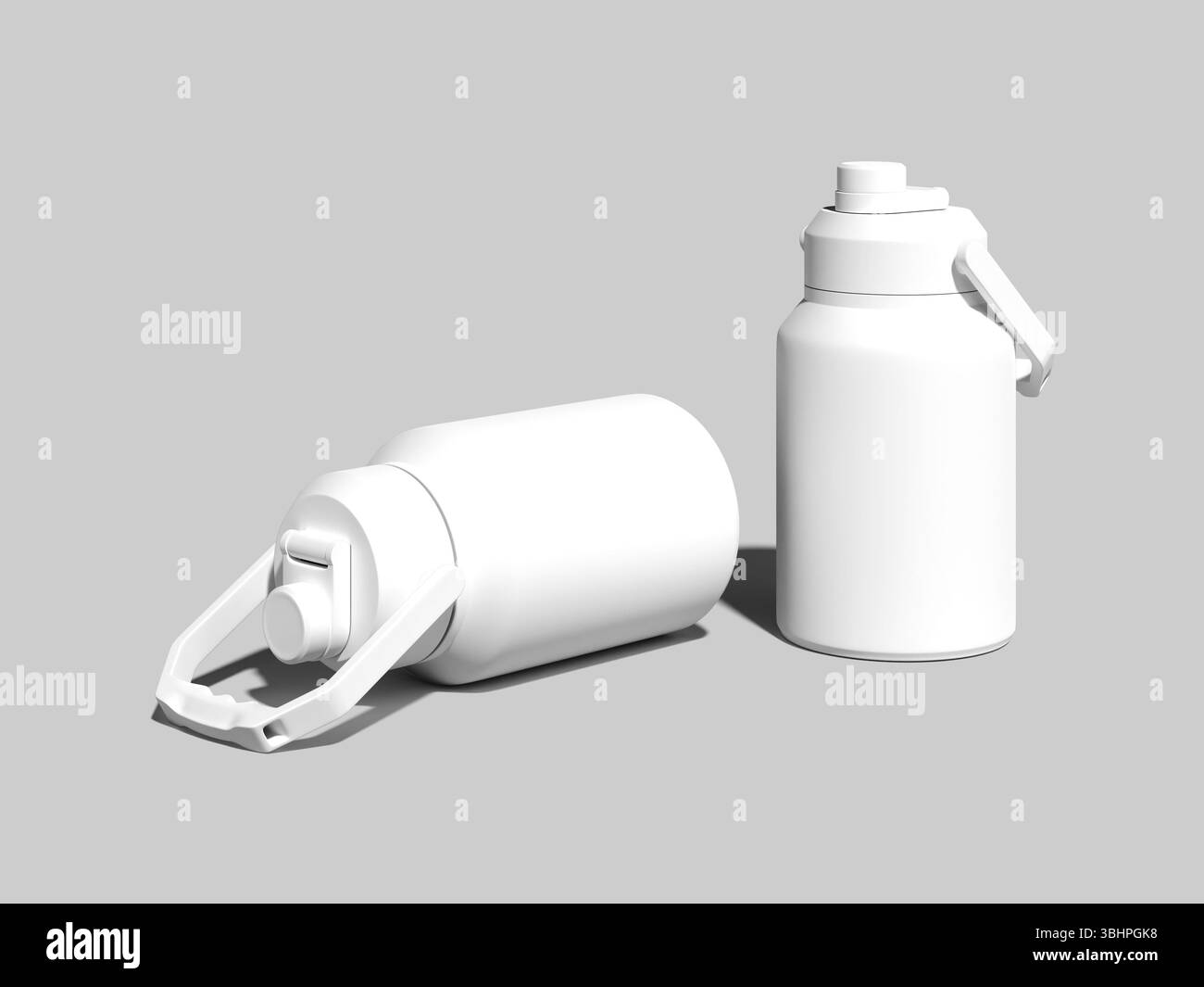 Rendering 3D bianco bianco con due bicchieri di acqua Mockup Foto Stock