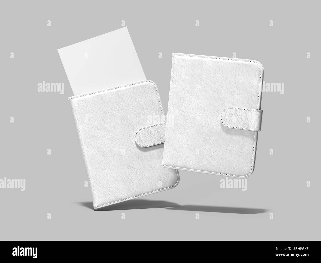 Portafoglio Bifold bianco con rendering 3D Ticket Mockup Foto Stock