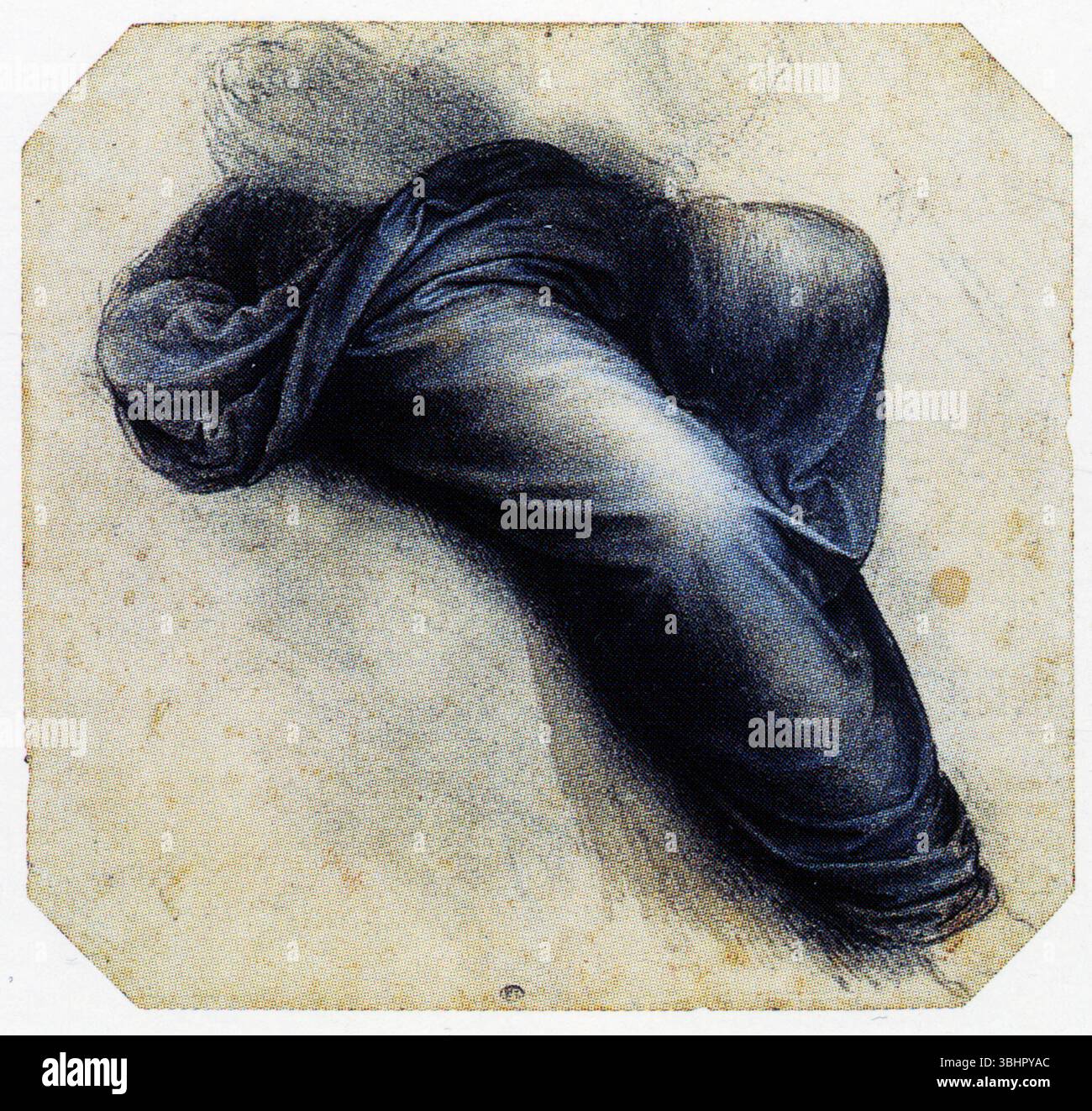 LEONARDO DA VINCI. STUDIO DI TENDAGGI PER LA VERGINE E IL BAMBINO CON ST.ANNE. 1503. O 1517. GESSO NERO. INCHIOSTRO INDIANO ACCRESCIUTO DI BIANCO. 230 MM X 245 MM Foto Stock