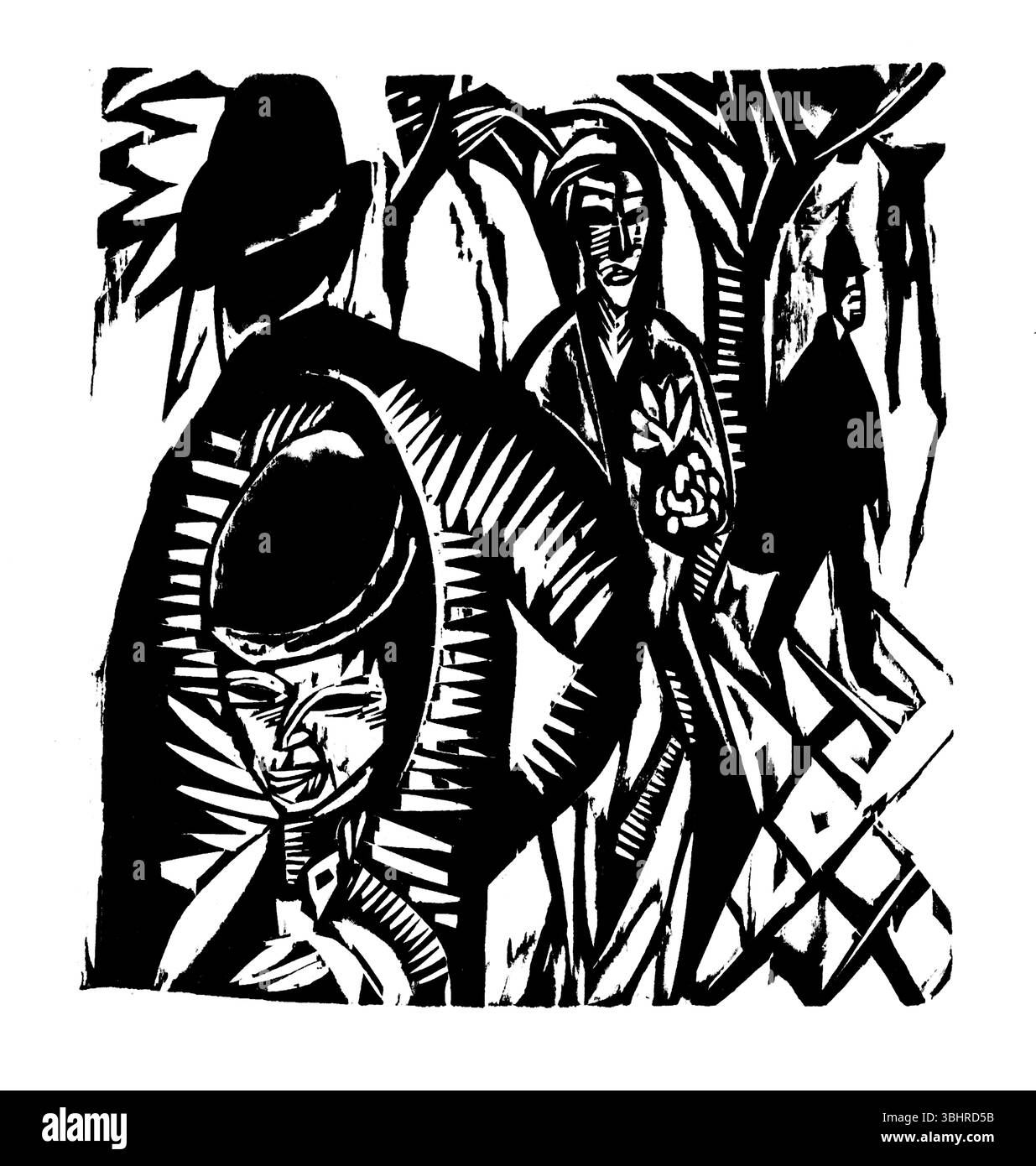 Street Scene After a shower di Ernst Ludwig Kirchner – 1911 German Expressionist Cityscape Painting, Public Domain, High-Resolution Urban Art Print Foto Stock