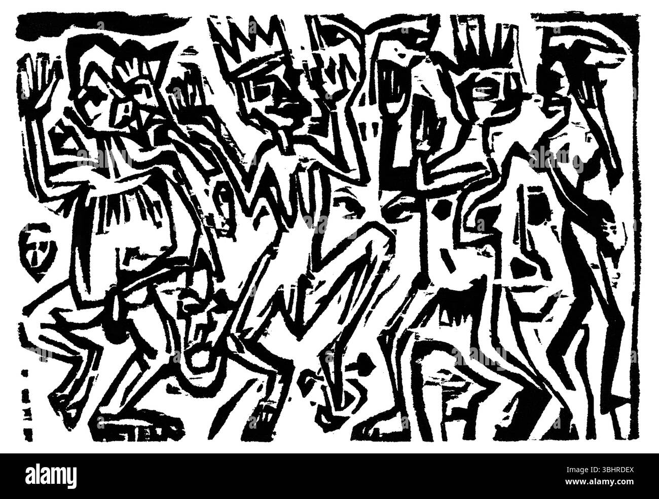 Die Irren III di Ernst Ludwig Kirchner – 1912–1923 German Expressionist Painting, Public Domain, High-Resolution Art Print of Psychological Scene Foto Stock